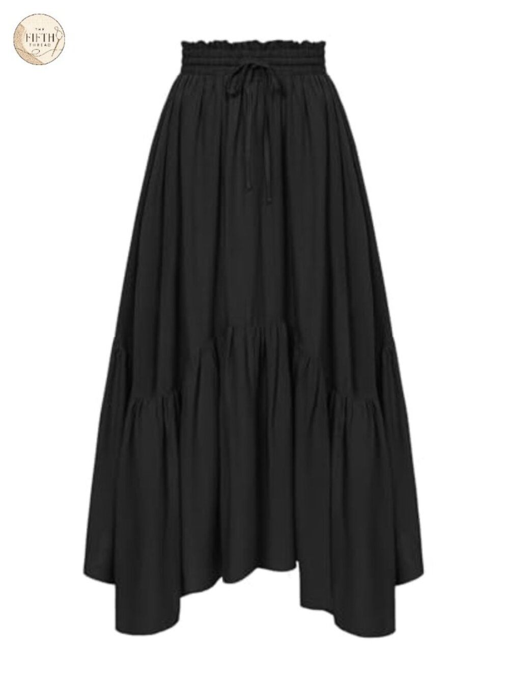 Boho Renaissance Maxi Skirt Flowy A-Line with Pockets Asymmetric Hem
